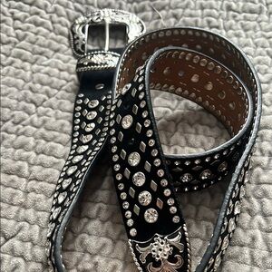 Black and Silver Decorative Belt with Studs